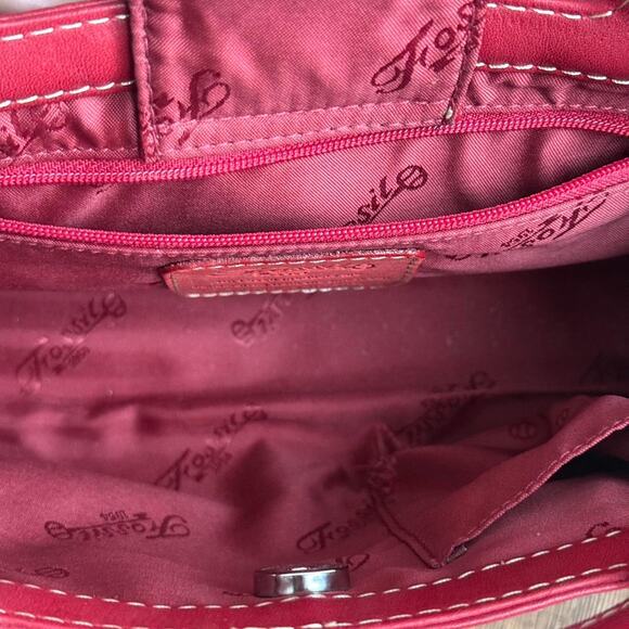 Fossil Vintage Red Leather Clutch Bag - Picture 3 of 5